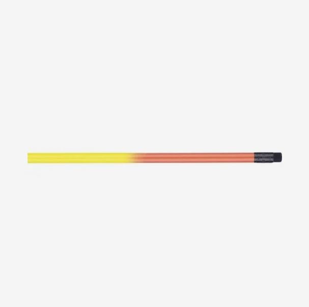 A photo of a pencil changing from orange to yellow.