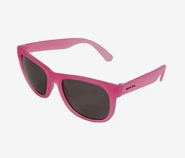 A photo of a pair of plastic sunglasses turning pink.