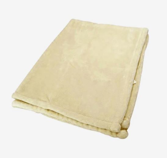 A photo of a soft yellow blanket.