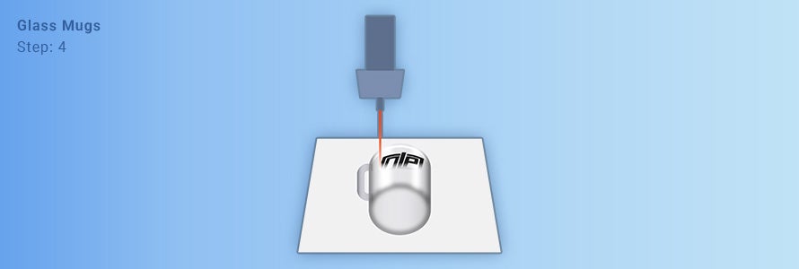 An illustration showing the QLP logo being etched into the glass with a laser.