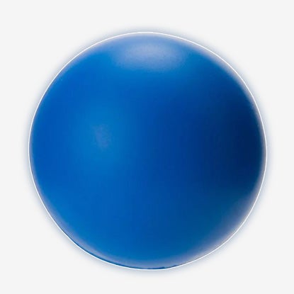 Solid blue spherical stress relief ball with a smooth surface.