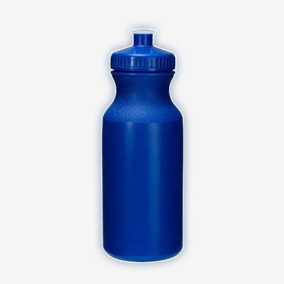 Royal blue plastic sports water bottle with a textured upper section and a matching screw-on push-pull cap.