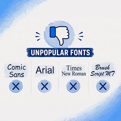 An illustration showing fonts the internet hates.