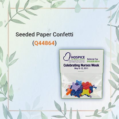 A photo showing seeded paper confetti shaped like butterflies, in a clear plastic pouch.