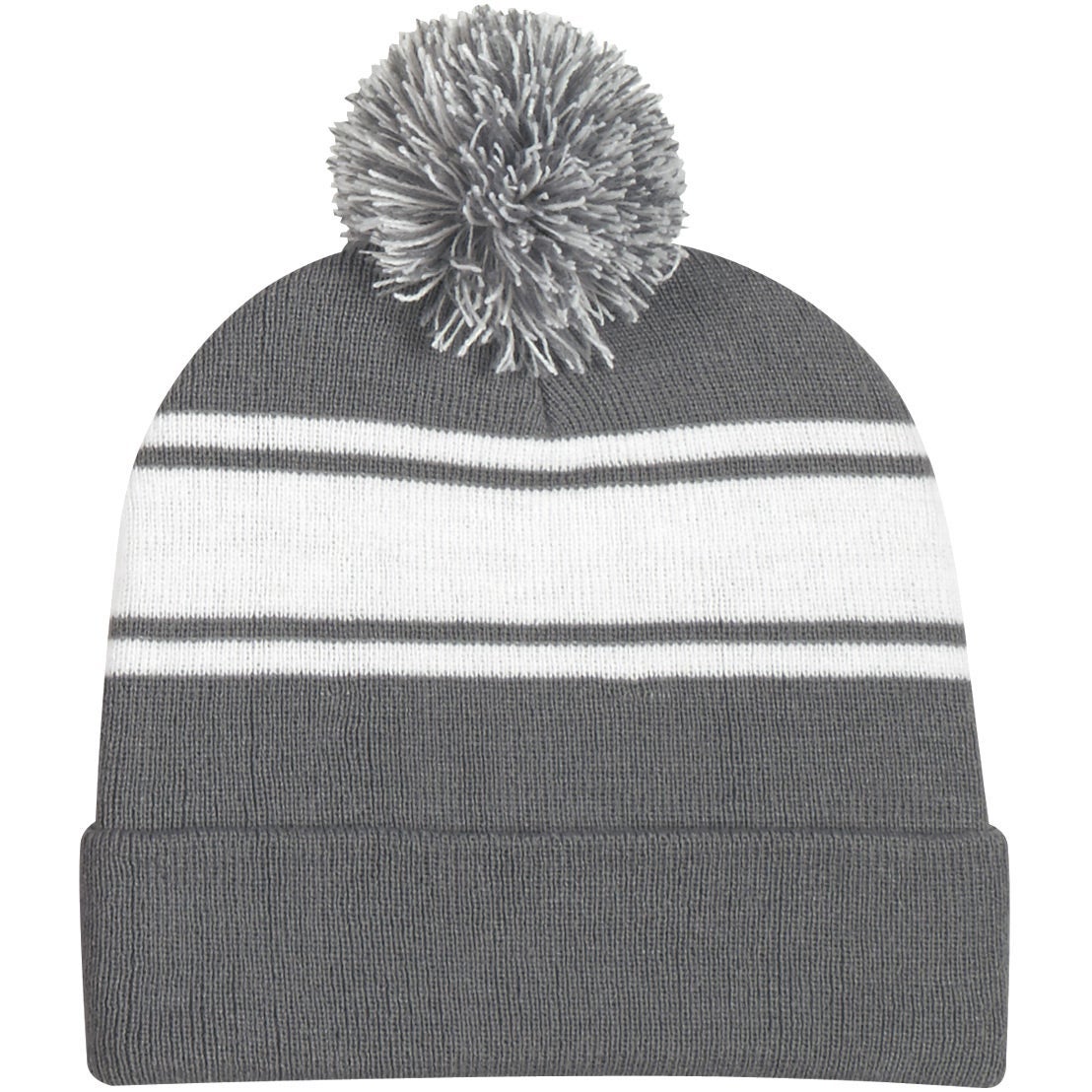 Hand made Cozy Pom-Pom Beanie Set - Gray, White, and Black C.C Multi Color Yarn Beanie with Pom for Women Unisex  main image 4