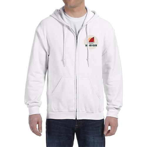 Gildan Adult Full Zip Hooded Sweatshirts (Men's, White) Large