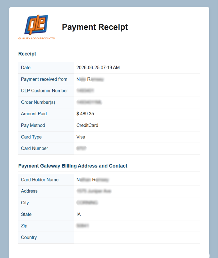 Payment Receipt