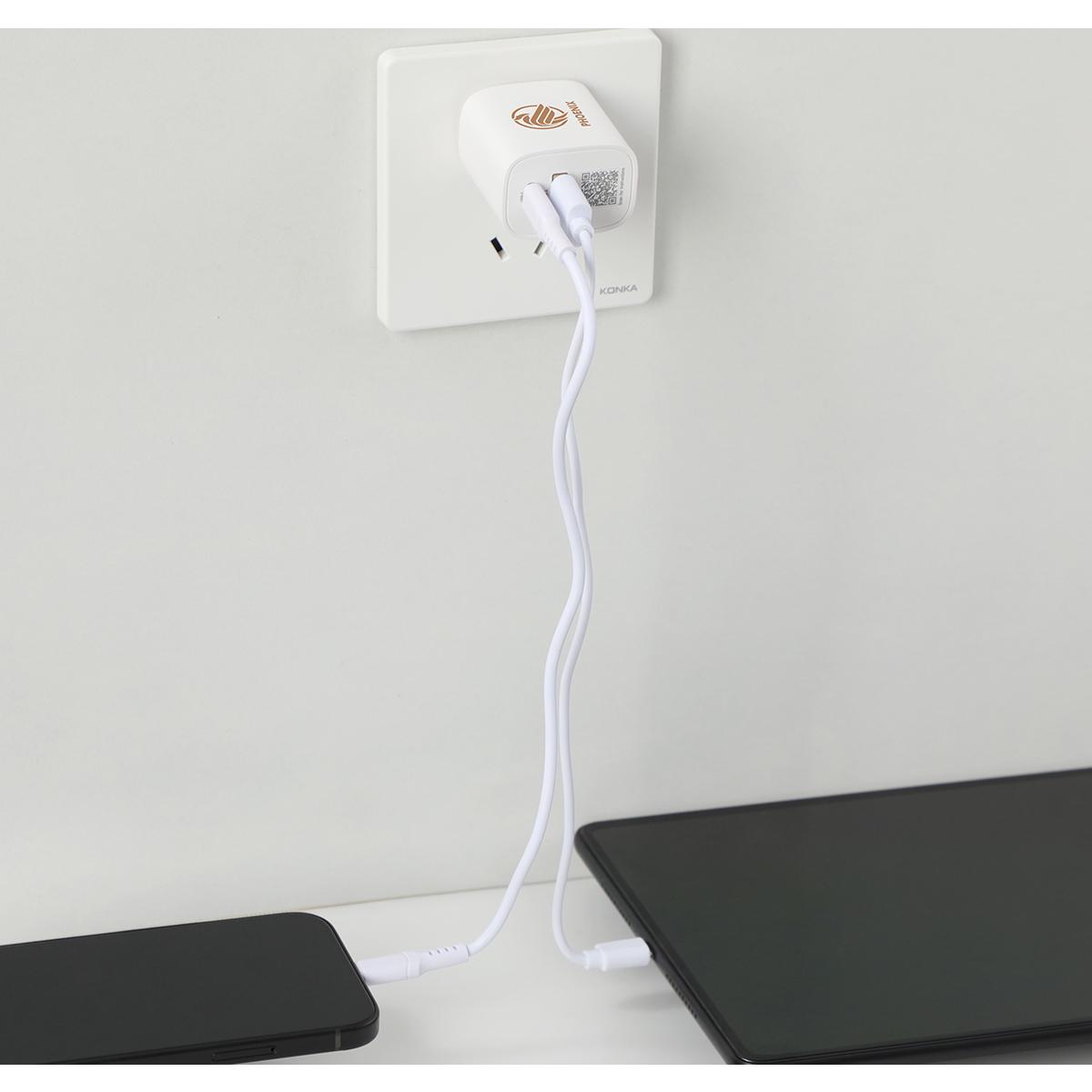 Channel 2- Port PD Wall Charger with Dual Outputs Action Photo