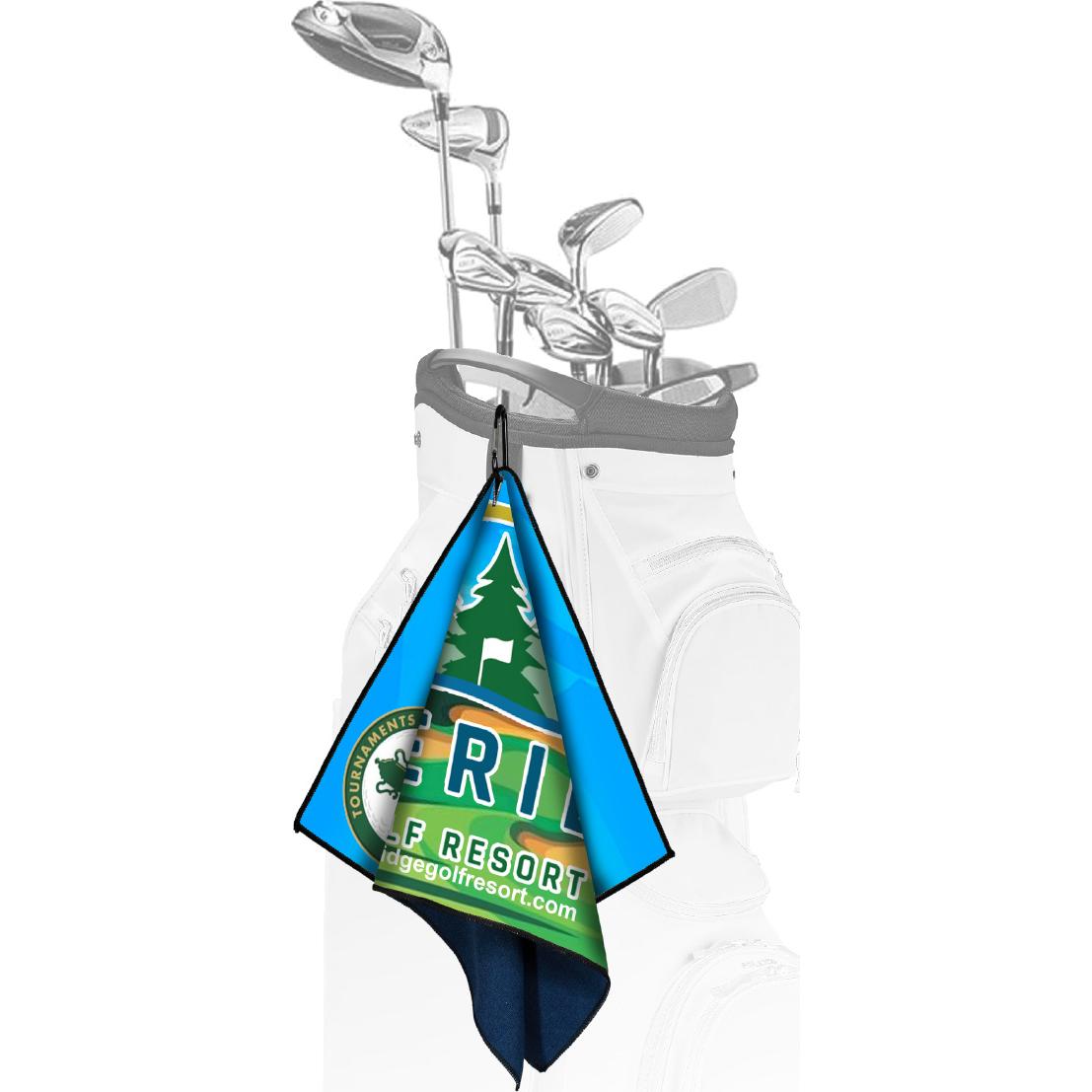 Clip & Hang Center Hook Recycled Golf Towel Action Photo